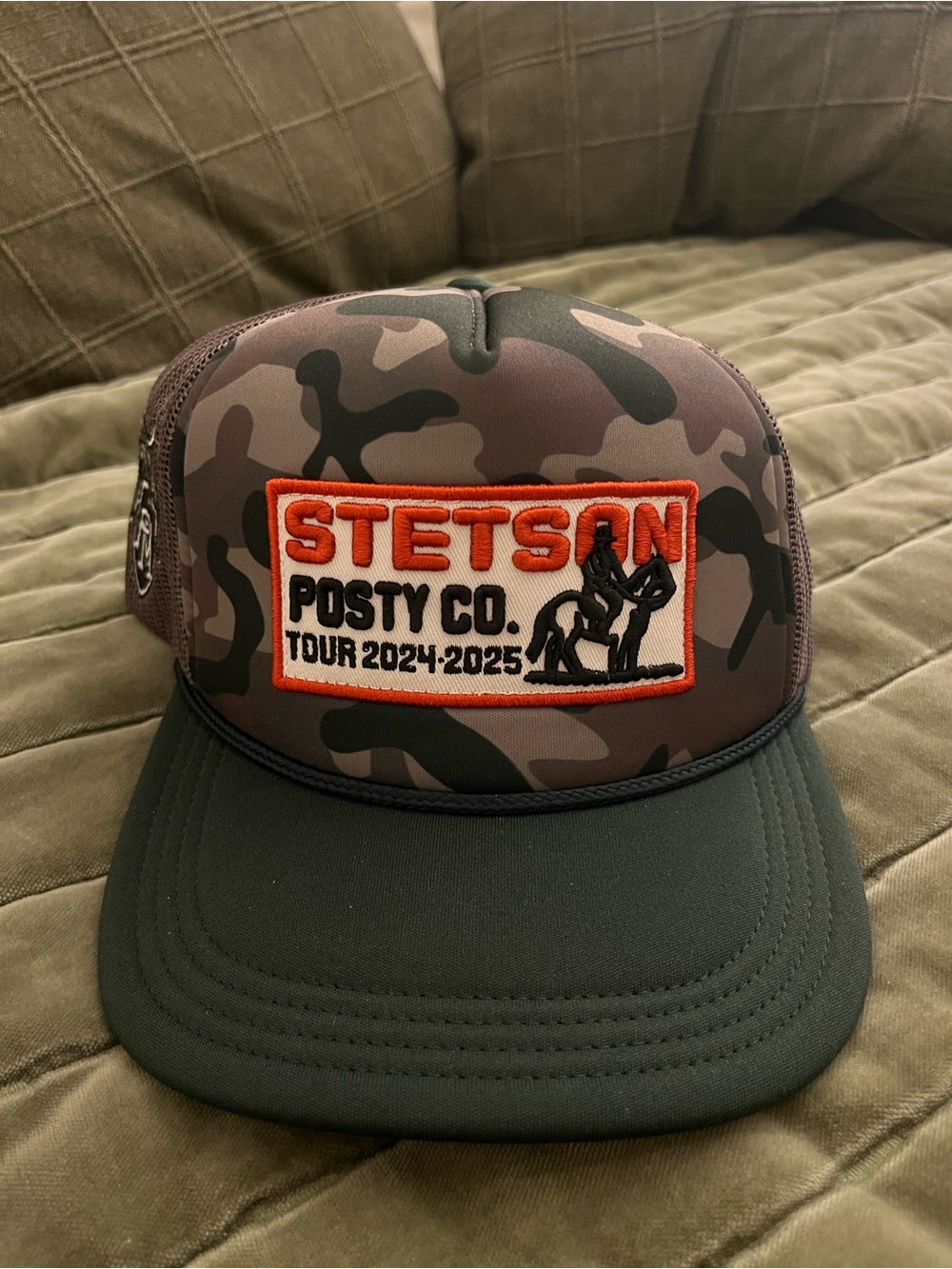 Stetson Green Camo Trucker Hat with Orange Patch - POSTY CO TOUR 2024-2025